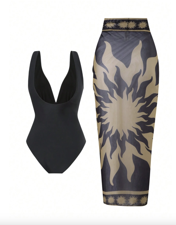 Costum de baie cu esarfa V-neck Melc - imagine 6